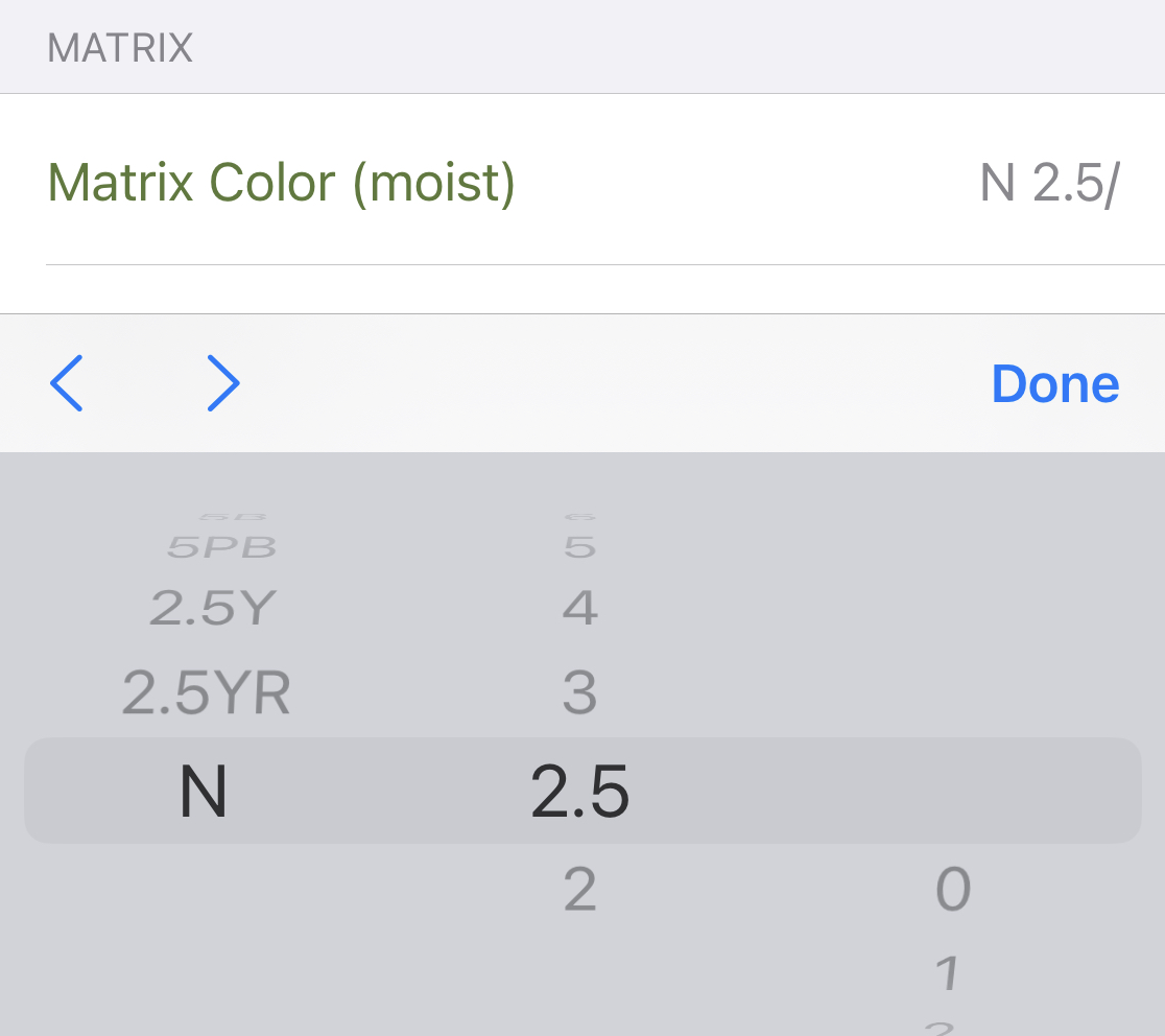 The matrix color selection wheels in Ecobot Collector set to N 2.5 with no chroma