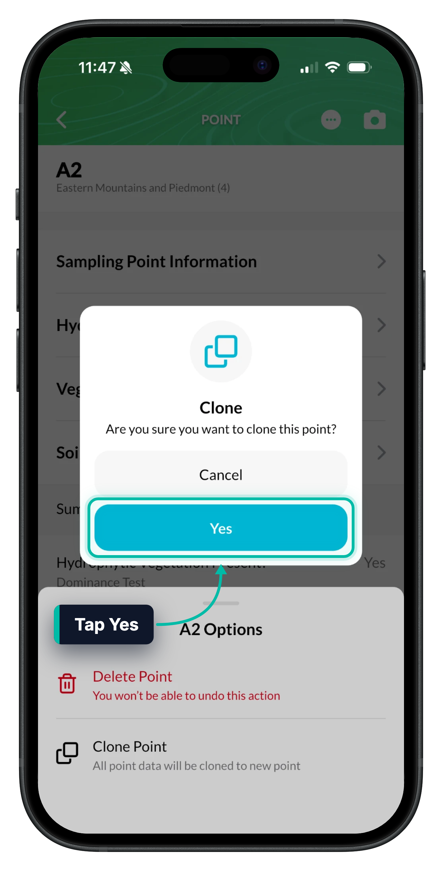 The Clone confirmation in Ecobot Collector, with the Yes button highlighted